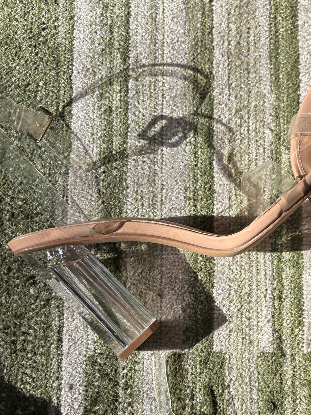 Fashion Nova Clear Strap Nude Block Heel Sandals - Picture 4 of 5